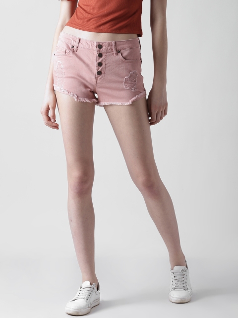 

FOREVER 21 Women Pink Solid Regular Fit Regular Shorts