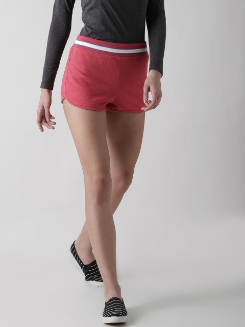 

FOREVER 21 Women Red Solid Regular Fit Shorts