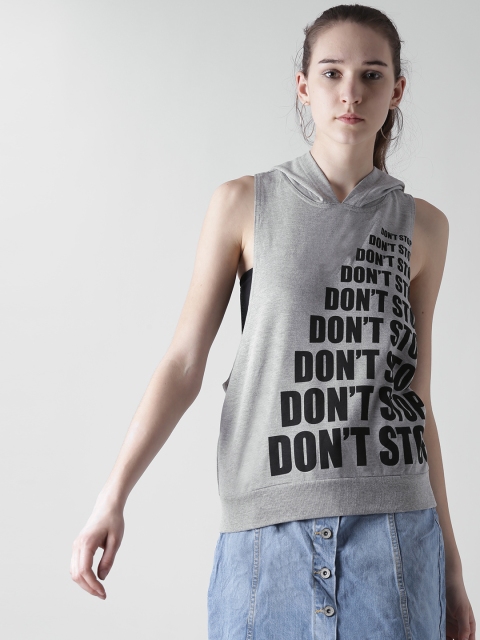 

FOREVER 21 Women Grey Printed Tank Top