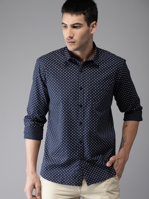 

Moda Rapido Men Navy Regular Fit Printed Casual Shirt, Navy blue