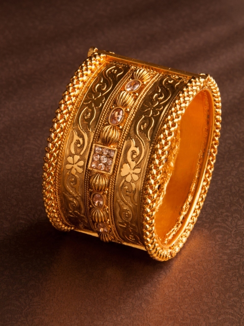 

Rubans Gold-Plated Stone-Studded Broad Bangle