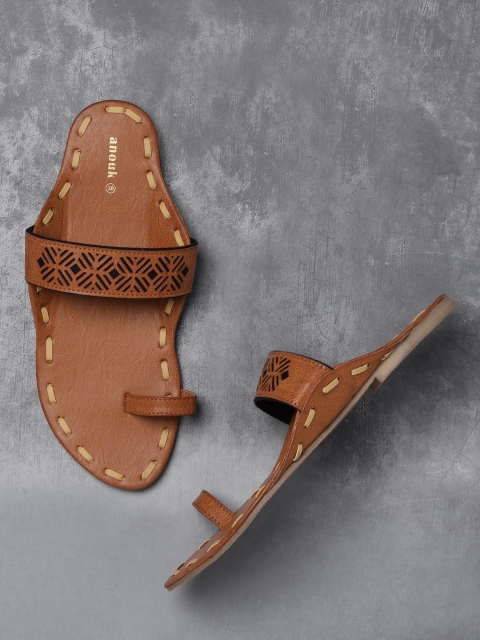 

Anouk Women Brown Solid One Toe Flats
