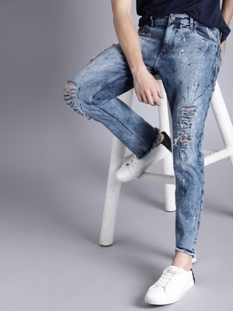 

Kook N Keech Marvel Men Blue Slim Fit Mid-Rise Mildly Distressed Stretchable Jeans
