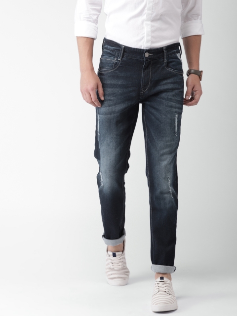 

Mast & Harbour Men Blue Tapered Fit Mid-Rise Mildly Distressed Stretchable Jeans