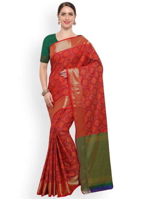 

Satrani Red Poly Silk Woven Design Banarasi Saree