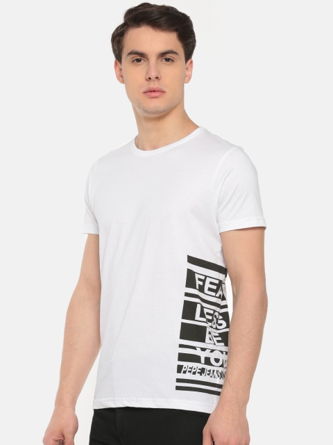 

Pepe Jeans Men White Printed Round Neck T-shirt