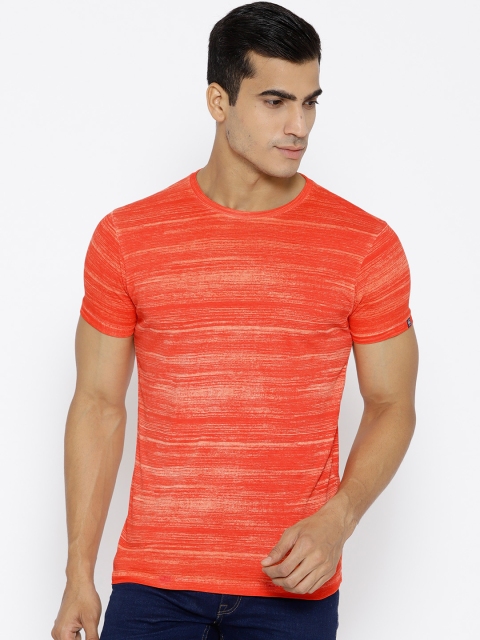 

Pepe Jeans Men Coral Orange Solid Round Neck T-shirt