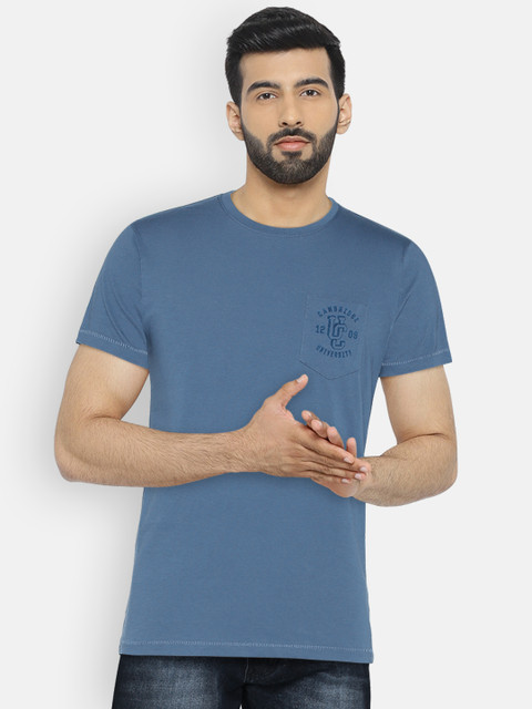 

Pepe Jeans Men Navy Solid Round Neck Pure Cotton T-shirt, Navy blue