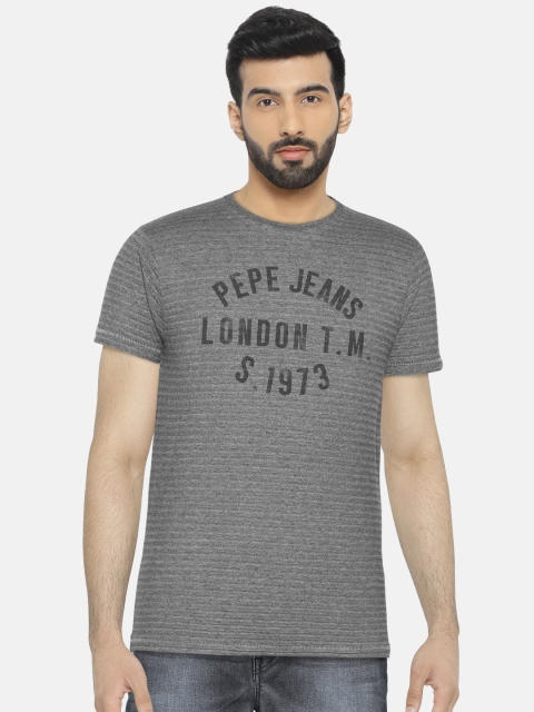 

Pepe Jeans Men Charcoal Grey Printed Round Neck T-shirt