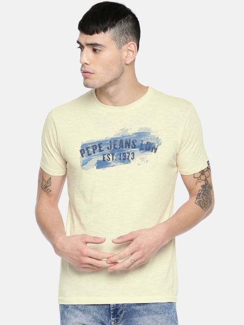 

Pepe Jeans Men Off-White Printed Round Neck T-shirt