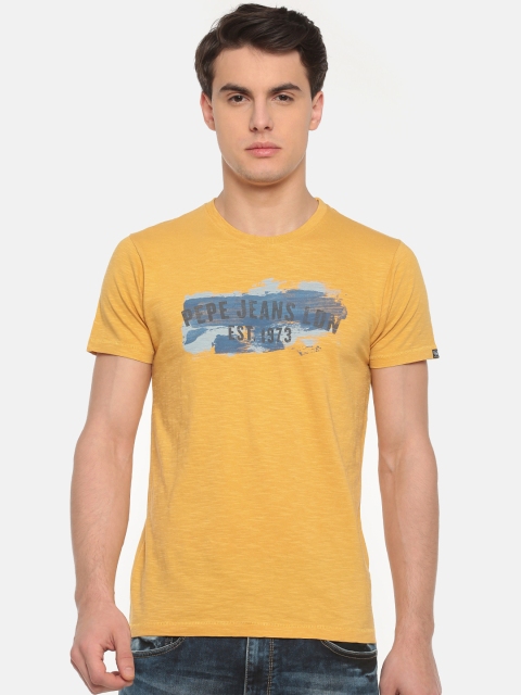 

Pepe Jeans Men Yellow Printed Round Neck T-shirt