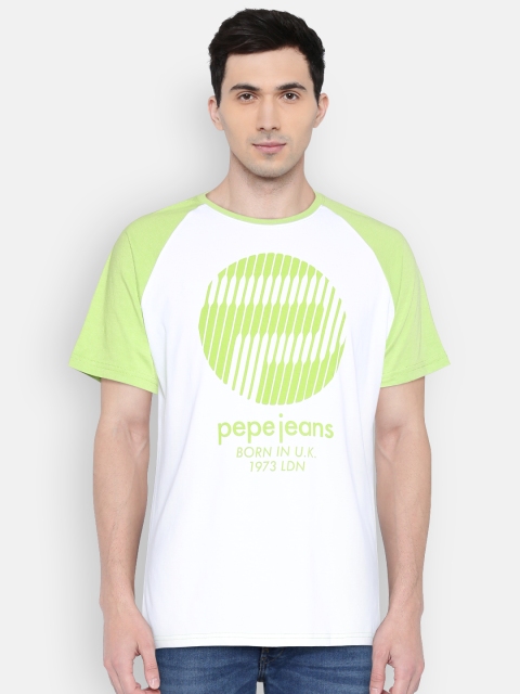 

Pepe Jeans Men Green Printed Round Neck T-shirt
