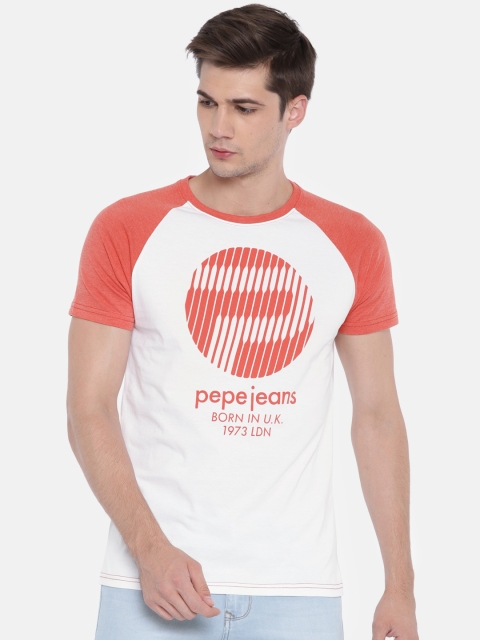 

Pepe Jeans Men White Printed Round Neck T-shirt