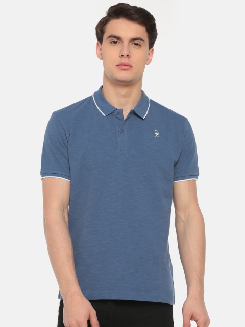 

Pepe Jeans Men Blue Solid Polo Collar T-shirt