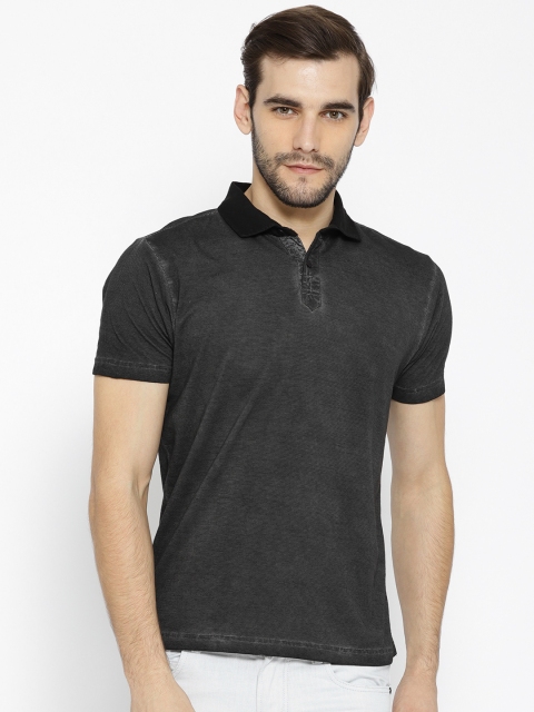 

Pepe Jeans Men Charcoal Grey Striped Polo Collar T-shirt