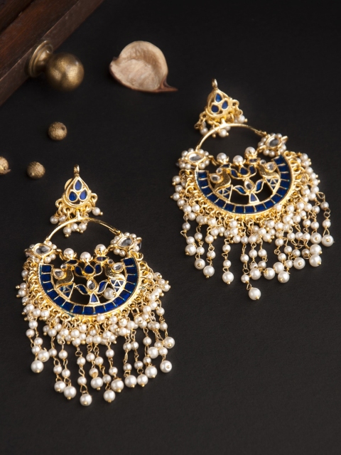 

Rubans Gold-Toned & Blue Classic Chandbalis