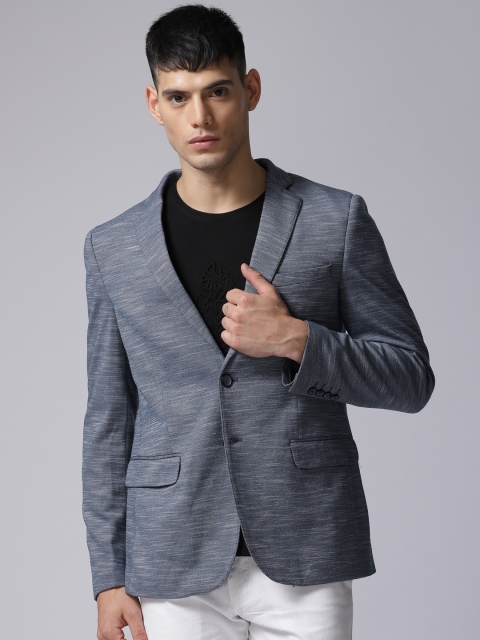 

True Blue Men Blue Self-Design Smart Casual Blazers