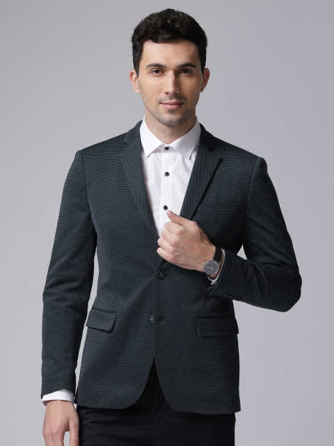 

True Blue Men Navy Self-Design Smart Casual Blazers, Navy blue