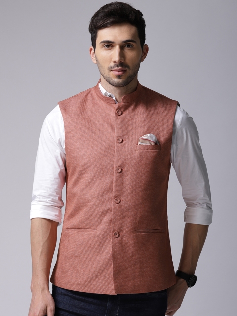 

True Blue Peach-Coloured Nehru Jacket