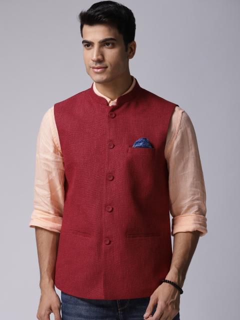 

True Blue Men Red Nehru Jacket