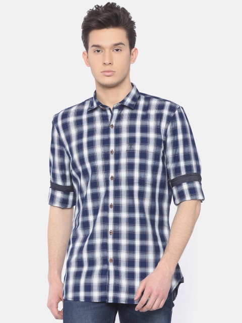 

Scullers Sport Men Blue Slim Fit Checked Casual Shirt