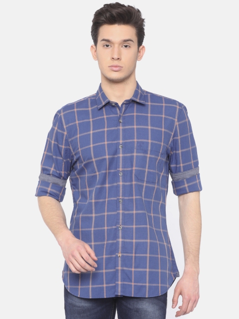 

Scullers Sport Men Blue Slim Fit Checked Casual Shirt