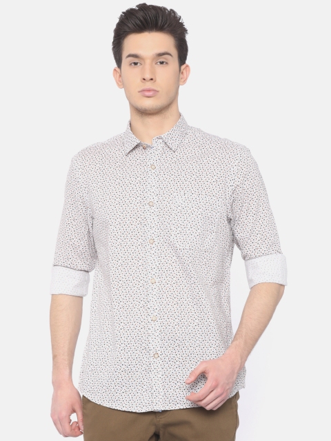 

SCULLERS Men Grey Slim Fit Printed Casual Shirt