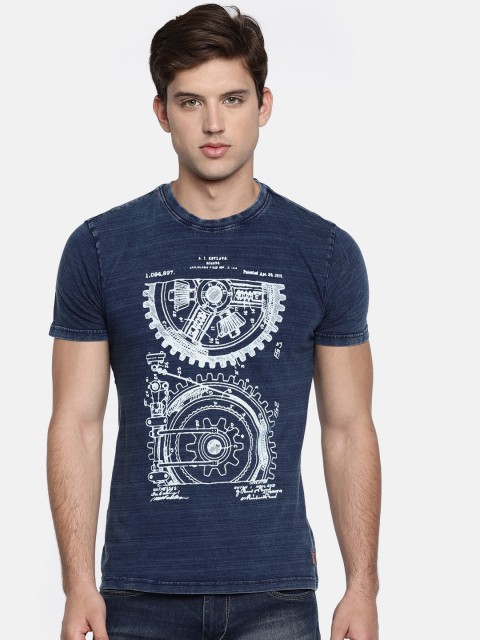 

Indigo Nation Street Men Blue Printed Round Neck T-shirt