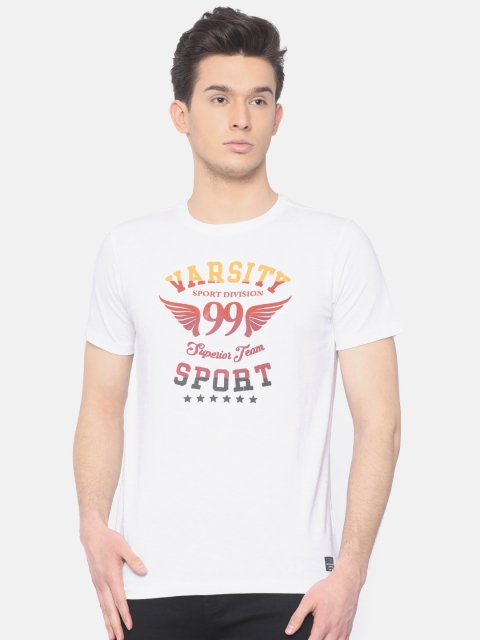 

Scullers Sport Men White Printed Slim Fit Round Neck T-shirt