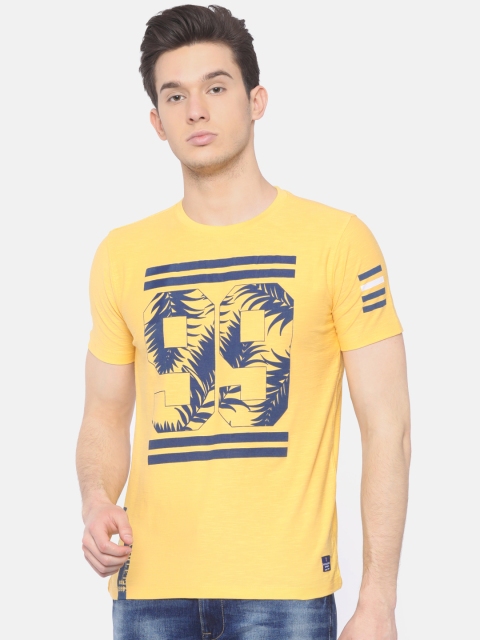 

Scullers Sport Men Yellow Printed Slim Fit Round Neck T-shirt