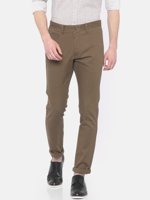 

Indigo Nation Men Brown Ultra Slim Fit Self Design Regular Trousers