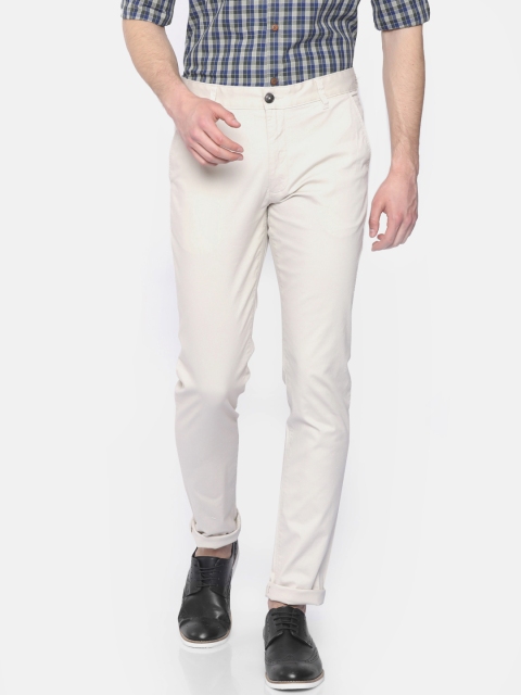 

SCULLERS Men Beige Slim Fit Solid Chinos