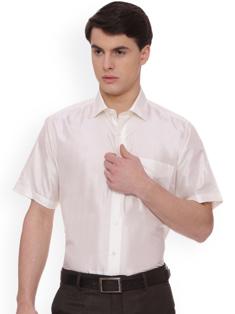 

Van Heusen Men Cream-Coloured Regular Fit Solid Partywear Shirt