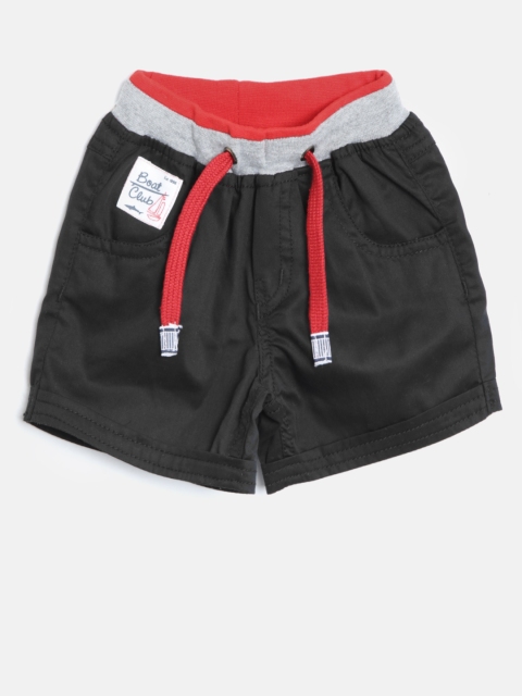 

Little Kangaroos Boys Black Solid Regular Fit Shorts