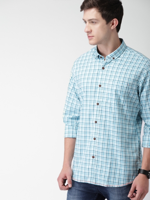 

Mast & Harbour Men Blue & White Slim Fit Checked Casual Shirt