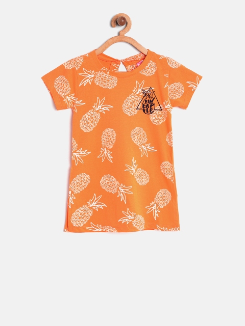 

Little Kangaroos Girls Orange Printed Top