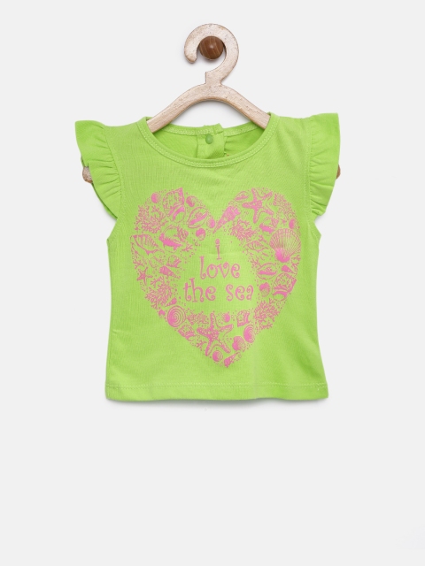 

Little Kangaroos Girls Green Printed Top