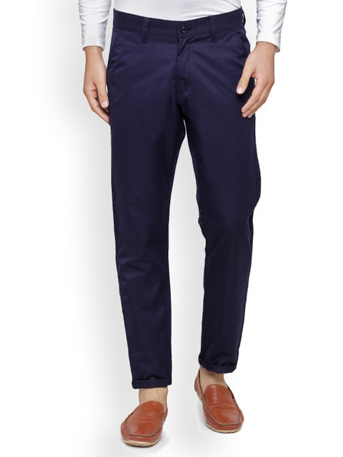 

JAINISH Men Navy Blue Smart Slim Fit Solid Chinos