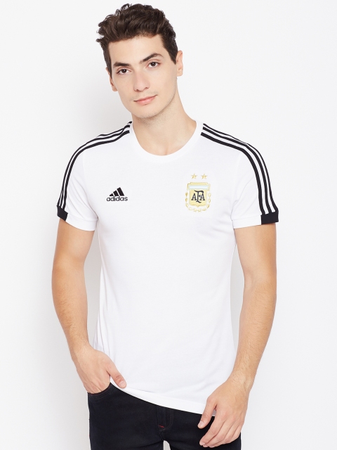 

ADIDAS Men White AFA Solid Round Neck Football T-shirt