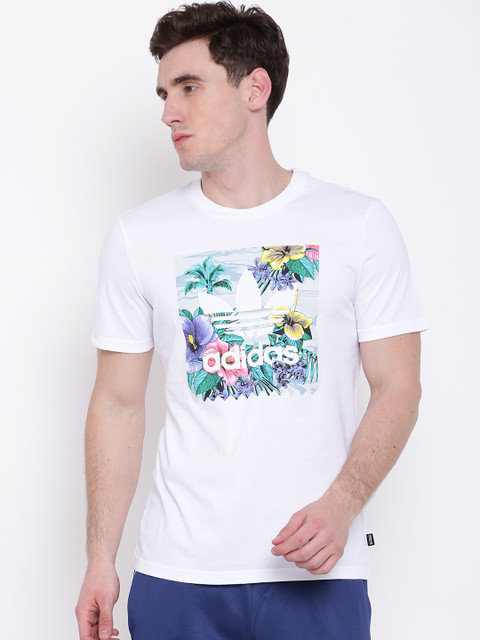 

ADIDAS Originals Men White BB Floral Print Skateboarding T-shirt