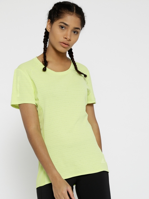 

ADIDAS Women Fluorescent Green FR Supernova 37C SS Solid Running T-shirt