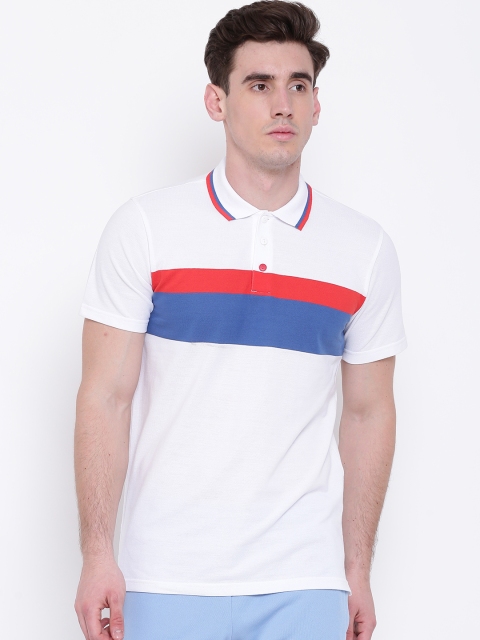 

ADIDAS Men White TP Polo YD ST 2 Striped Detail Training T-shirt
