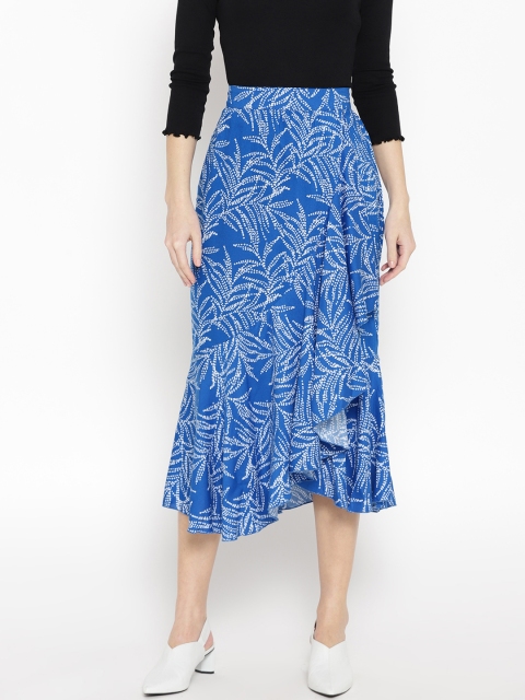 

AKKRITI BY PANTALOONS Women Blue Printed Wrap Skirt