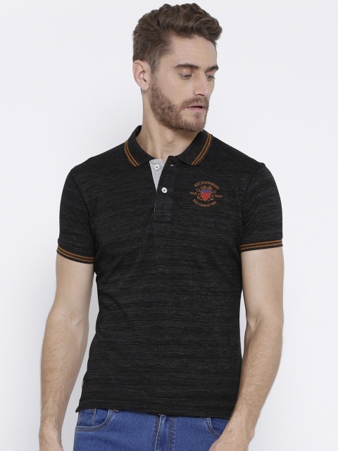 

Duke Men Black Solid Polo Collar T-shirt