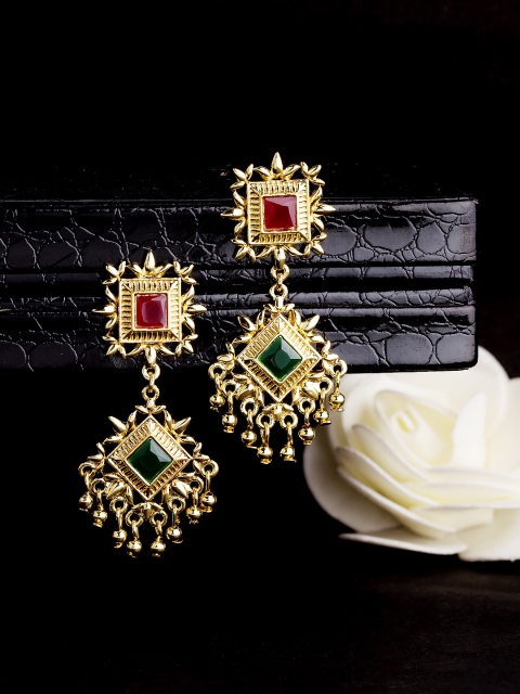 

Voylla Gold-Toned Geometric Drop Earrings