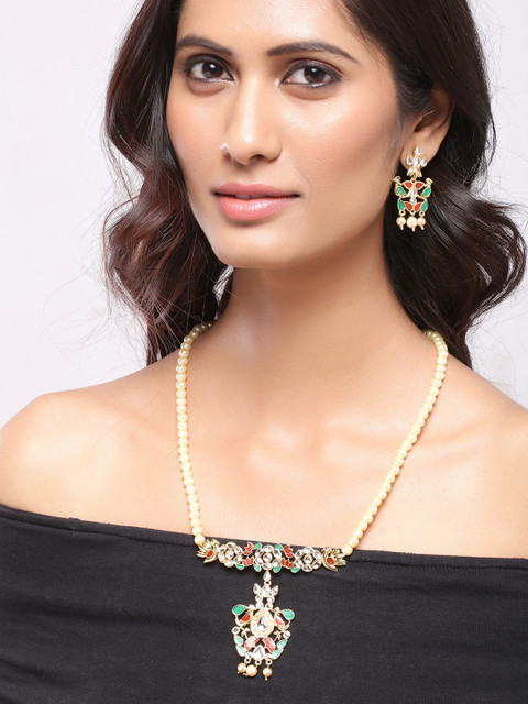 

Voylla White & Gold-Toned Jewellery Set