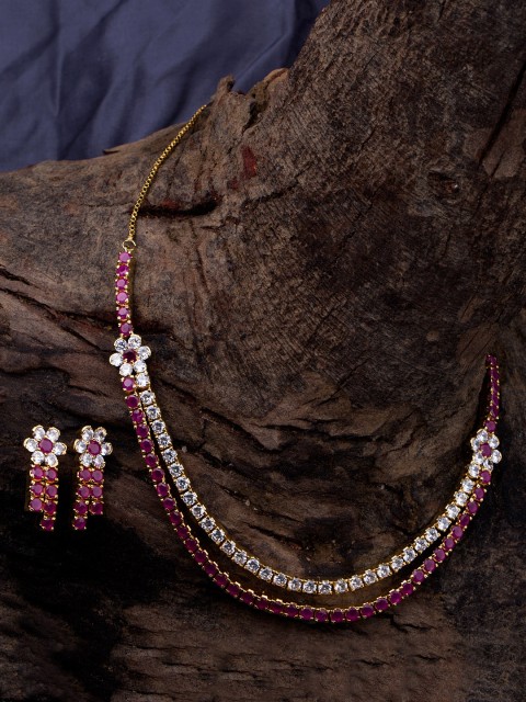 

Voylla Gold Plated Floral Studded Necklace Set