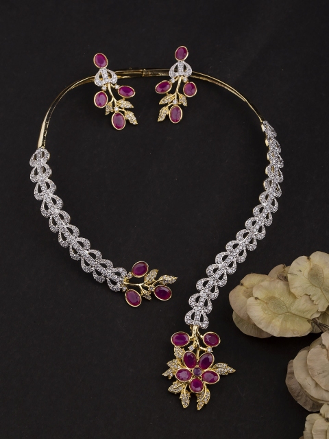 

Voylla Gold Plated Necklace Set with Floral Design