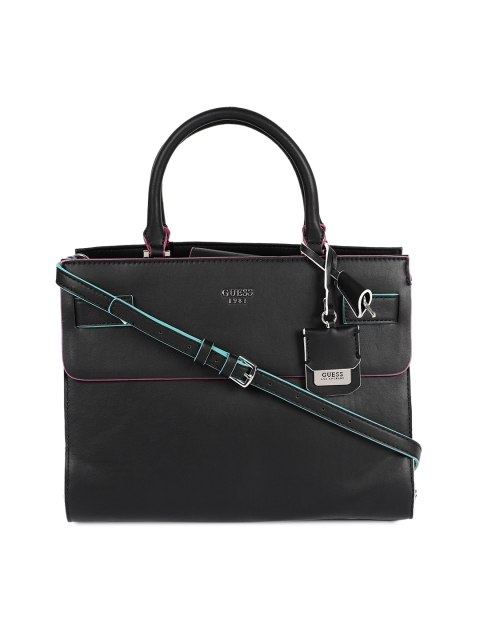 

GUESS Black Solid Leather Handheld Bag