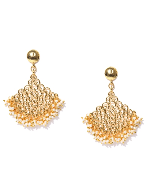 

Zaveri Pearls Gold-Plated White Filigree Classic Drop Earrings